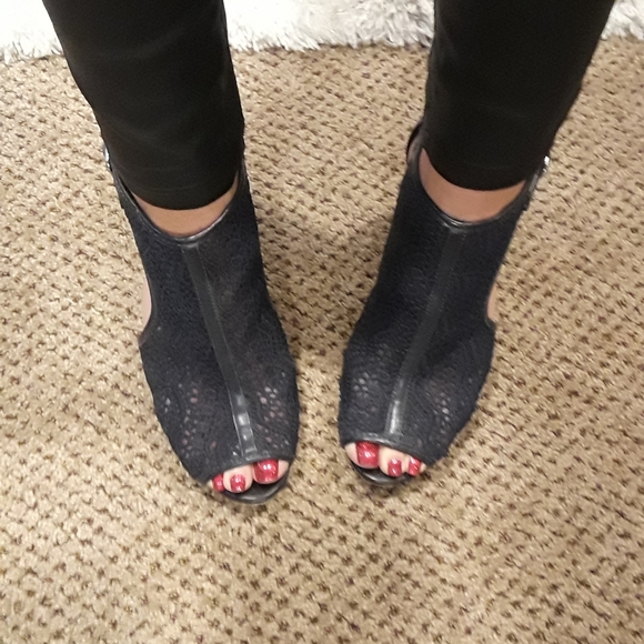 Navy Blue Espadrille Wedge Heels - Picture 4 of 11